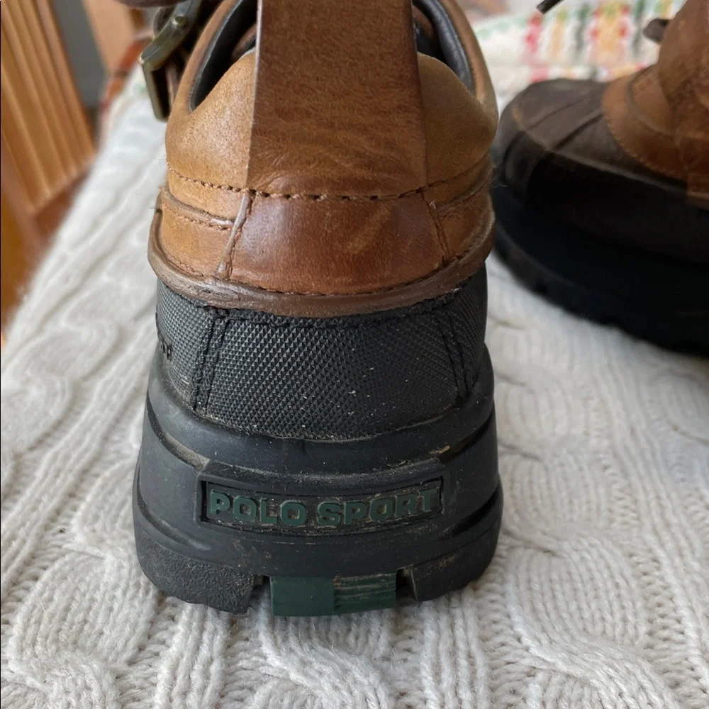 Ralph Lauren Polo Sport Dover III Duck Ankle Boots Two-Tone Brown Leather 7B